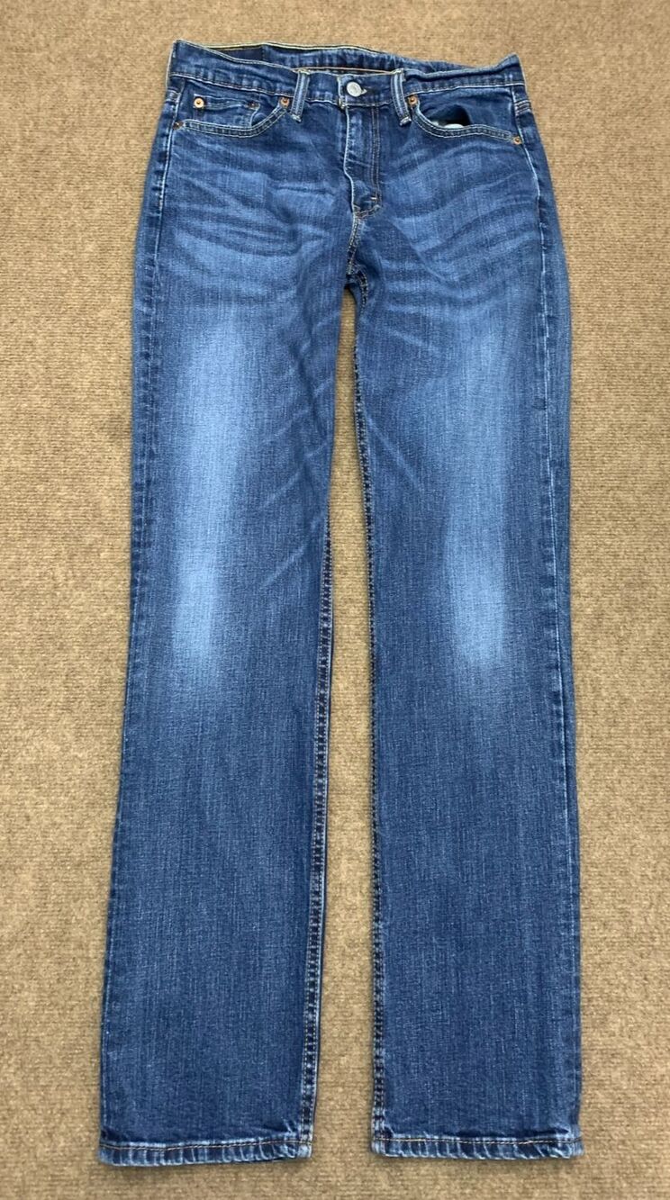 Levis 514 Jeans Mens 30x32 Straight Fit Mid Rise Whiskered Medium Wash Denim